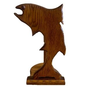 Unique-Hand Carved Wood Fish Paper Towel Holder - RARE & SIGNED